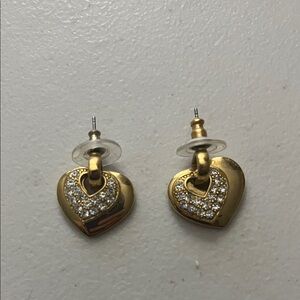Gold Heart Crystal Earrings